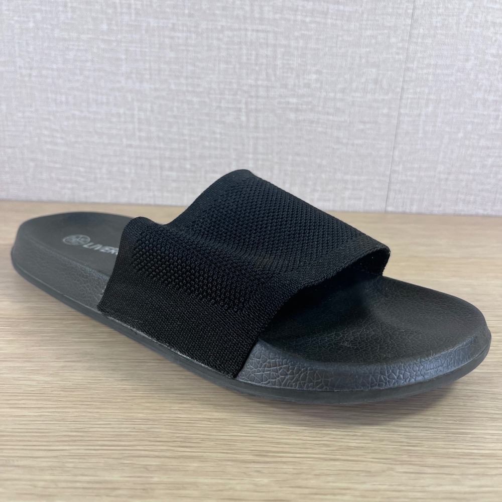 Livergy Mens Black Knit Slide Sandals IAN 328404 Size 12 US 46 EUR